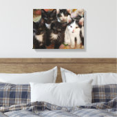 Cutest Baby Animals | Black & White Kittens Canvas Afdruk (Insitu (Slaapkamer))