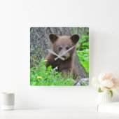 Cutest Baby Animals | Brown Bear Cub Vierkante Klok (Huis)