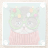 Cutest Baby Animals | Cat Christmas Sweater Glazen Onderzetter (Achterkant)