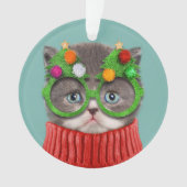 Cutest Baby Animals | Cat Christmas Sweater Ornament (voorkant)