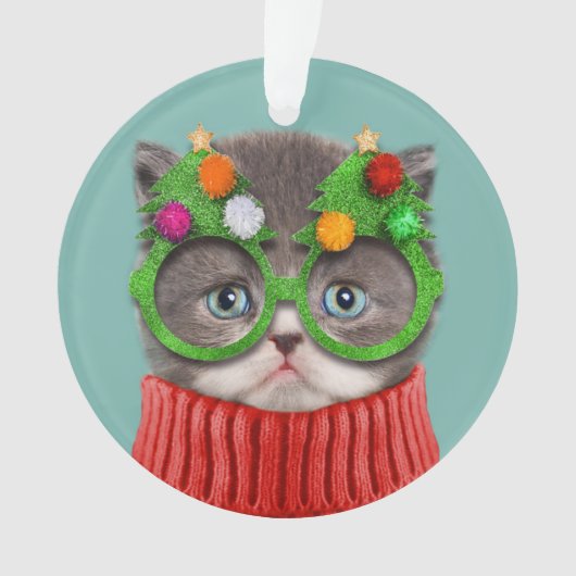 Cutest Baby Animals | Cat Christmas Sweater Ornament (voorkant)