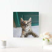 Cutest Baby Animals | Cute Tabby Kitten Vierkante Klok (Huis)