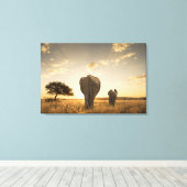 Cutest Baby Animals | Elephant Calf & Mother Canvas Afdruk (Insitu (Houten vloer))