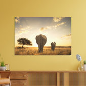 Cutest Baby Animals | Elephant Calf & Mother Canvas Afdruk (Insitu (Woonkamer))