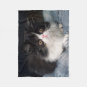 Cutest Baby Animals | Fluffy B&W Kitten Fleece Deken (Voorkant)