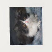 Cutest Baby Animals | Fluffy B&W Kitten Wandkleed (Voorkant)