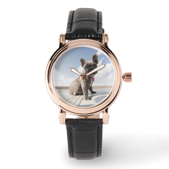 Cutest Baby Animals | French Bulldog Boating Horloge (Voorkant)