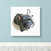 Cutest Baby Animals | French Bulldog Look Up Canvas Afdruk (Insitu (Houten vloer))