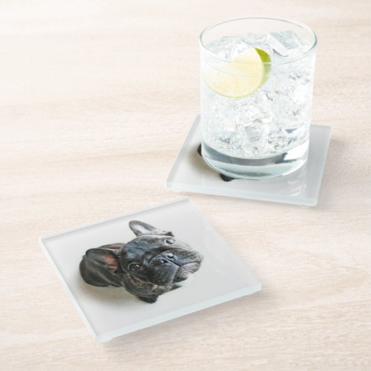 Cutest Baby Animals | French Bulldog Look Up Glazen Onderzetter (Schuin)