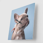 Cutest Baby Animals | French Bulldog Pink Bow Vierkante Klok (Hoek)