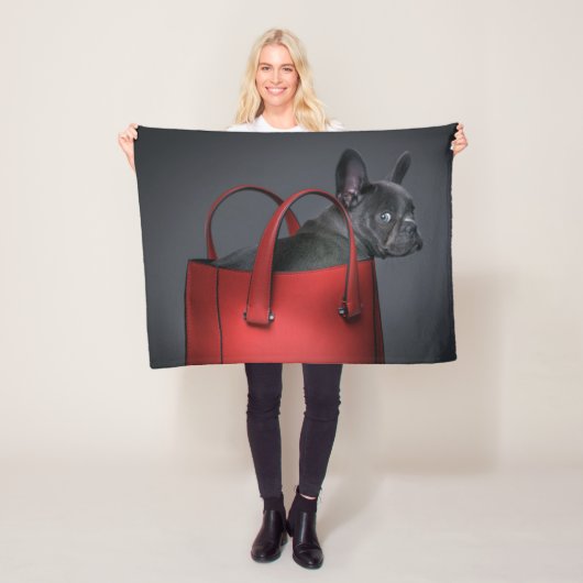 Cutest Baby Animals | French Bulldog Red Hand Bag Fleece Deken (In situ)