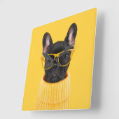 Cutest Baby Animals | French Bulldog Sunglasses Vierkante Klok (Hoek)