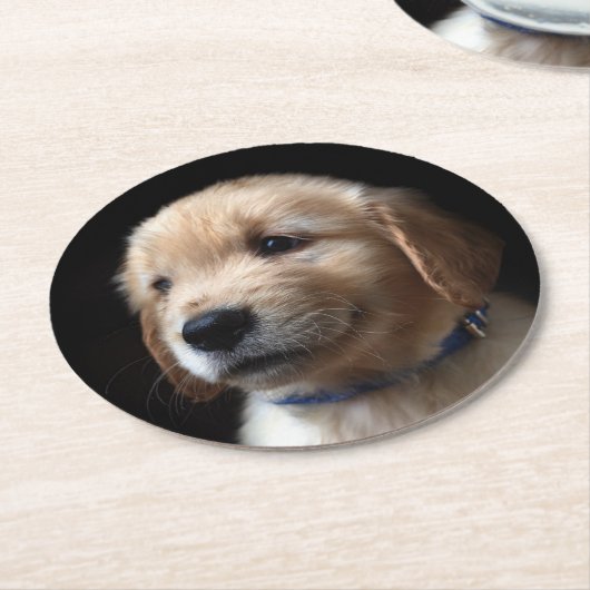 Cutest Baby Animals | Golden Retriever Puppy Ronde Kartonnen Onderzetter (Gebogen)