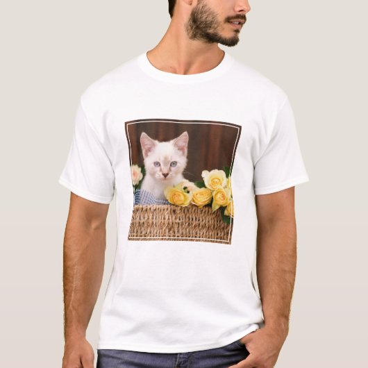 Cutest Baby Animals | Kitten & Yellow Roses T-shirt (Voorkant)