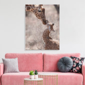 Cutest Baby Animals | Mother and Baby Giraffe Canvas Afdruk (Insitu (Woonkamer))