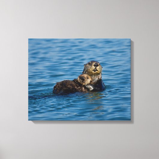 Cutest Baby Animals | Mother & Baby Sea Otter Canvas Afdruk (Voorkant)