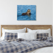 Cutest Baby Animals | Mother & Baby Sea Otter Canvas Afdruk (Insitu (Slaapkamer))