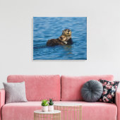 Cutest Baby Animals | Mother & Baby Sea Otter Canvas Afdruk (Insitu (Woonkamer))
