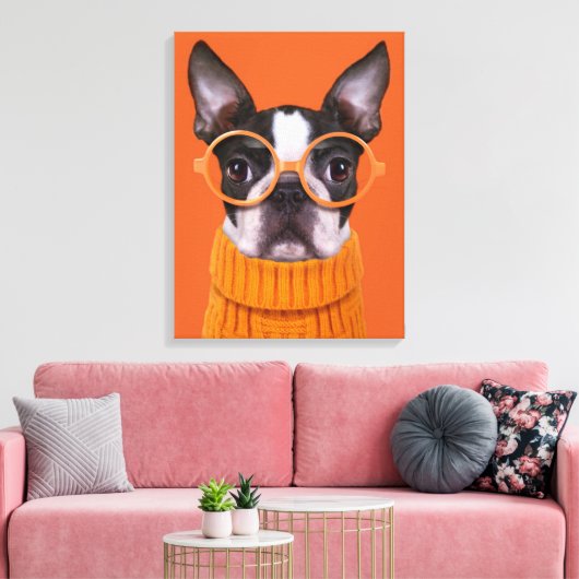 Cutest Baby Animals | Orange Boston Terrier Canvas Afdruk (Insitu (Woonkamer))