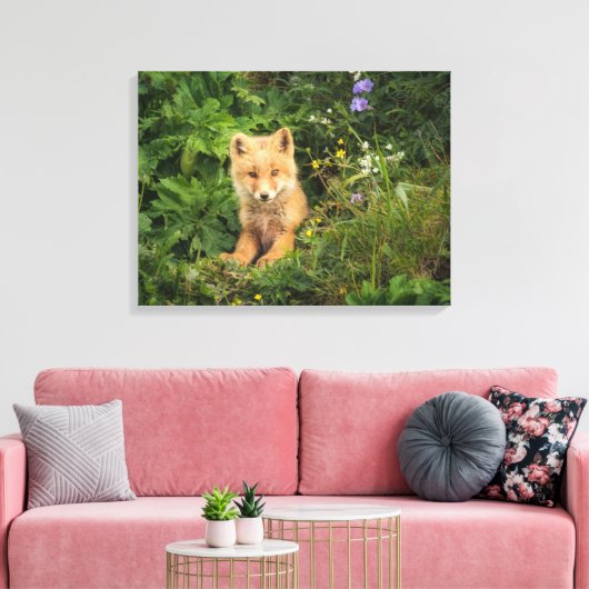 Cutest Baby Animals | Red Fox at Umnak Alaska Canvas Afdruk (Insitu (Woonkamer))