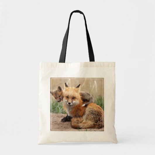 Cutest Baby Animals | Red Fox & Baby Tote Bag (Voorkant)
