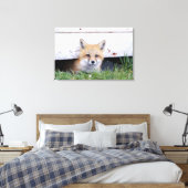 Cutest Baby Animals | Red Fox Kit Peeking Canvas Afdruk (Insitu (Slaapkamer))