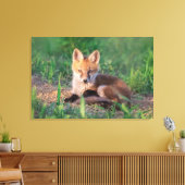 Cutest Baby Animals | Red Fox Kit Relaxing Canvas Afdruk (Insitu (Woonkamer))