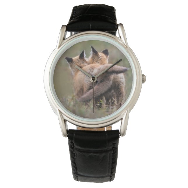 Cutest Baby Animals | Red Fox Kits Locking Tails Horloge (Voorkant)