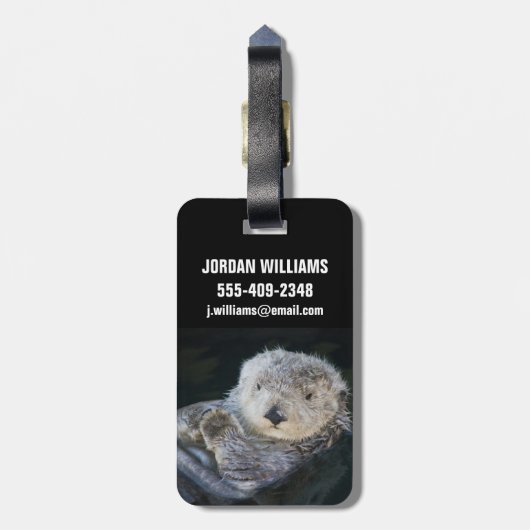 Cutest Baby Animals | Sea Otter Floating Bagagelabel (Achterkant verticaal)
