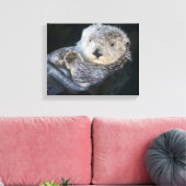 Cutest Baby Animals | Sea Otter Floating Canvas Afdruk (Insitu (Woonkamer))