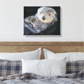 Cutest Baby Animals | Sea Otter Floating Canvas Afdruk (Insitu (Slaapkamer))