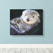 Cutest Baby Animals | Sea Otter Floating Canvas Afdruk (Insitu (Houten vloer))