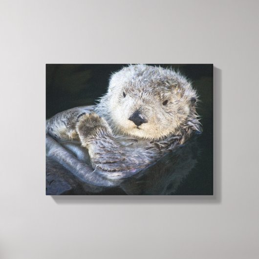 Cutest Baby Animals | Sea Otter Floating Canvas Afdruk (Voorkant)