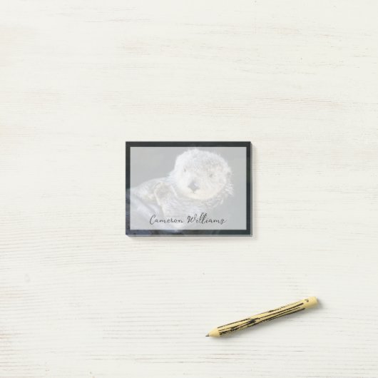 Cutest Baby Animals | Sea Otter Floating Post-it® Notes (Op bureau)