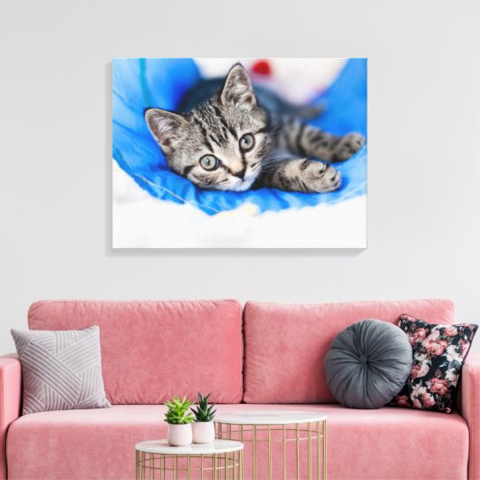 Cutest Baby Animals | Tabby Kitten in Play Tunnel Canvas Afdruk (Insitu (Woonkamer))