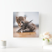 Cutest Baby Animals | Tiny Tabby Kitten Vierkante Klok (Huis)