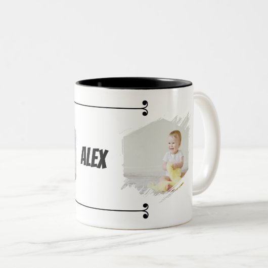 Cutest Baby Ever! Personalized Photo Mug with Name Tweekleurige Koffiemok (Voorkant rechts)