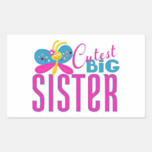 Cutest Big Sister - Butterfly Rechthoekige Sticker