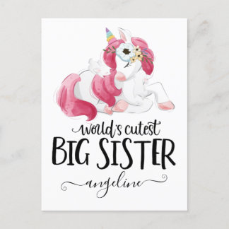 Cutest Big Sister Unicorn Briefkaart