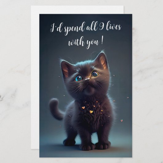 Cutest Black Kitten geeft 9 levens met u uit Briefpapier (Voorkant / Achterkant)