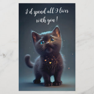 Cutest Black Kitten geeft 9 levens met u uit Briefpapier