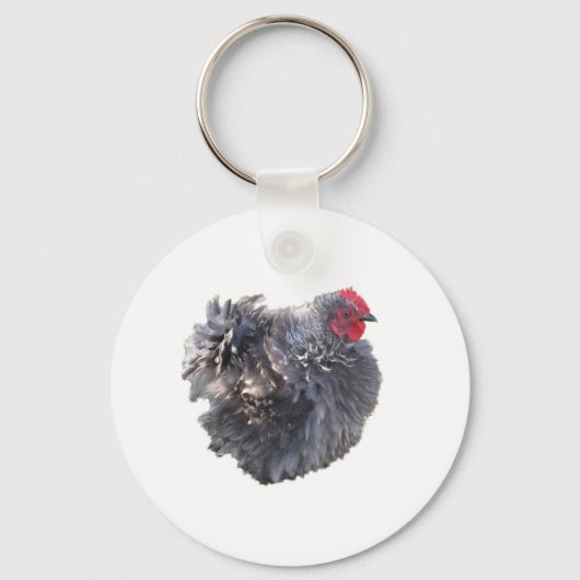 Cutest Blue Frizzle Cochin Bantam Rooster Chicken Sleutelhanger (Voorkant)