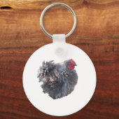 Cutest Blue Frizzle Cochin Bantam Rooster Chicken Sleutelhanger (Voorkant)