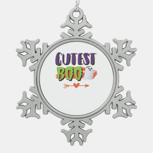 Cutest Boo Halloween Funny Casual Tin Sneeuwvlok Ornament (Voorkant)