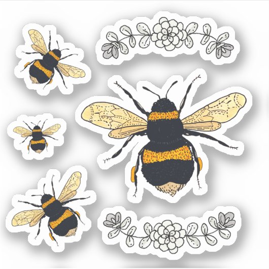Cutest Bumblebees Tekening Sticker (Voorkant)