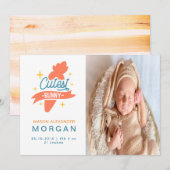 Cutest Bunny | Kaart ter bekendmaking van de geboo (Voorkant / Achterkant)