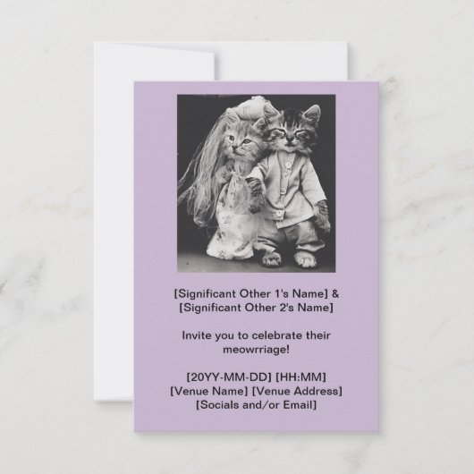 Cutest Cat-Themed Wedding Invitation  RSVP Kaartje (Voorkant)