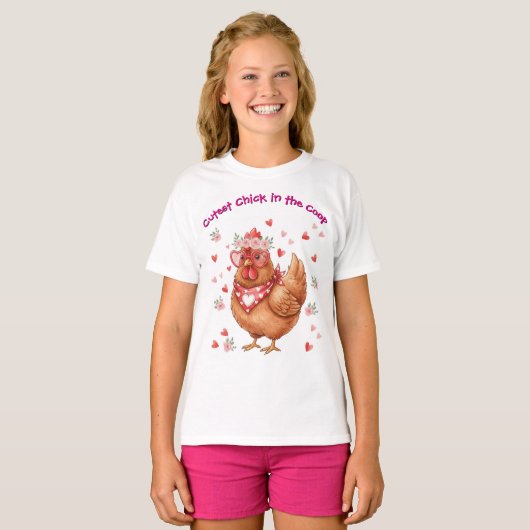 Cutest Chick in the Coop Brown Hen T-shirt (Voorkant volledig)