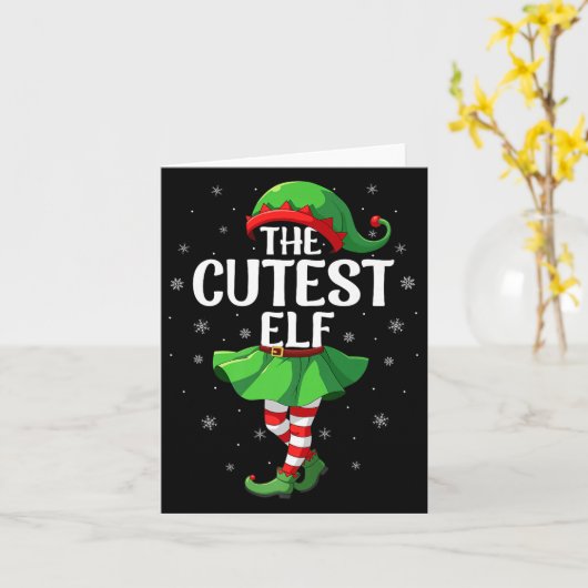Cutest Elf Christmas Girls Women Elf Squad Xmas Fa Kaart (Gele Bloem)