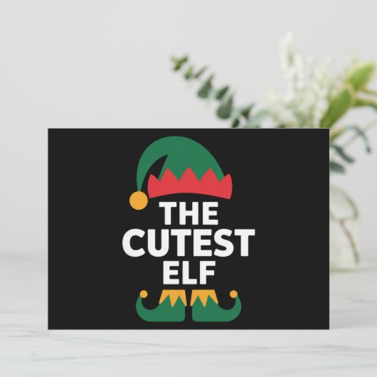 Cutest Elf Matching Family Kerstmis Feestdagenkaart (Staand voorkant)